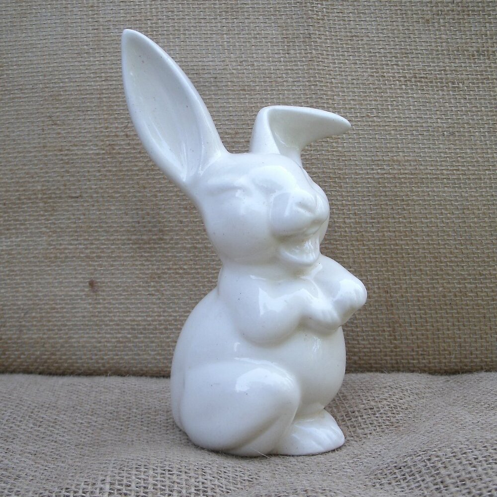 Vintage Pottery Laughing Rabbit Figurine
